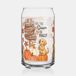 Schattige herfstpuppy pompoenveld 'Tis het seizoen Blikvorm Glas