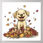 Schattige herfstpuppy spelen poster (Voorkant)