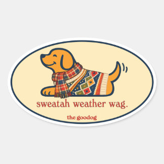 Schattige herfsttrui hond ovale sticker