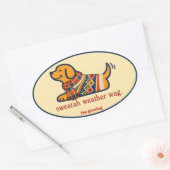 Schattige herfsttrui hond ovale sticker (Envelop)