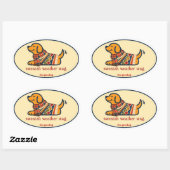 Schattige herfsttrui hond ovale sticker (Vel)