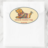 Schattige herfsttrui hond ovale sticker (Tas)