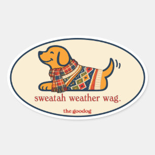 Schattige herfsttrui hond ovale sticker