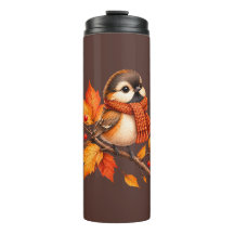 Schattige herfstvogel met gezellige sjaal – herfst