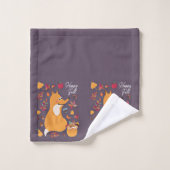 Schattige herfstvos met aangepaste tekst bad handdoek (Wasdoekje)