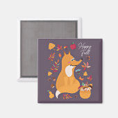 Schattige herfstvos met aangepaste tekst magneet (Voorkant / Achterkant)