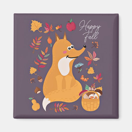 Schattige herfstvos met aangepaste tekst magneet (Voorkant)
