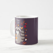 Schattige herfstwasbeer met aangepaste tekst  koffiemok (Voorkant links)