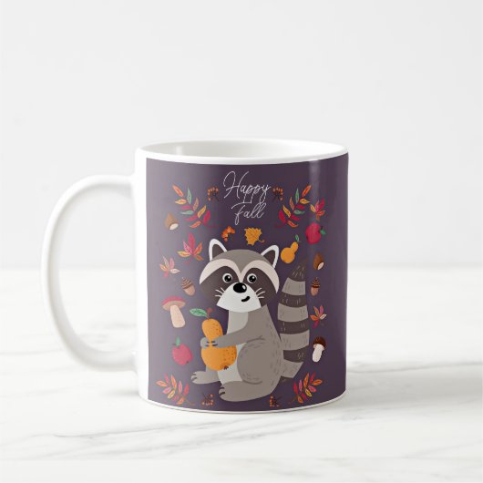 Schattige herfstwasbeer met aangepaste tekst  koffiemok (Links)