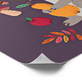 Schattige herfstwasbeer met aangepaste tekst poster (Hoek)