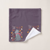 Schattige herfstwolf met aangepaste tekst  bad handdoek (Wasdoekje)