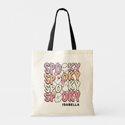 Schattige Herhaal Spooky Halloween Ghost Gepersona Tote Bag (Achterkant)