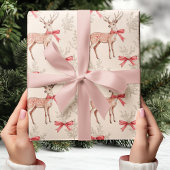 Schattige hert met Red Bow Neutral Christmas Cadeaupapier