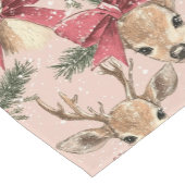 Schattige hert met rode strik | Roze Kerstmis Korte Tafelloper (Hoek)