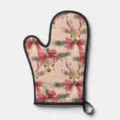 Schattige hert met rode strik | Roze Kerstmis Ovenwant (Voorkant)