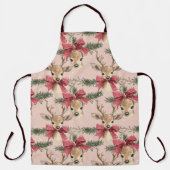 Schattige hert met rode strik | Roze Kerstmis Schort (Voorkant)