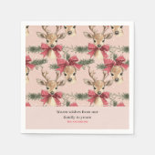 Schattige hert met rode strik | Roze Kerstmis Servet (Voorkant)