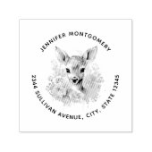 Schattige hert omgeven door Rozen adres Zelfinktende Stempel (Design)