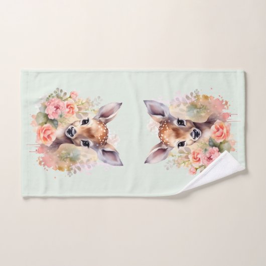 Schattige hert omgeven door Rozen Bad Handdoek (Handdoek)