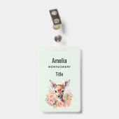 Schattige hert omgeven door Rozen Badge (Achterkant met clip)