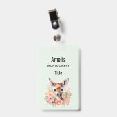 Schattige hert omgeven door Rozen Badge (Voorkant met clip)