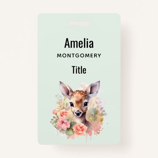 Schattige hert omgeven door Rozen Badge (Voorkant)