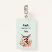 Schattige hert omgeven door Rozen Badge (Achterkant met clip)