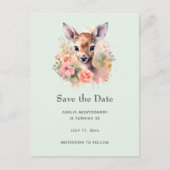 Schattige hert omgeven door Rozen Bewaar de datum Aankondigingskaart (Voorkant)