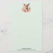 Schattige hert omgeven door Rozen Briefpapier (Voorkant)