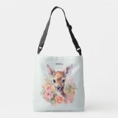 Schattige hert omgeven door Rozen Crossbody Tas (Achterkant)