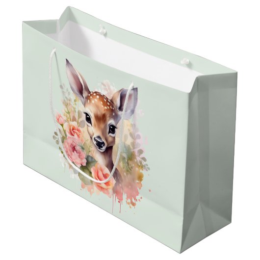 Schattige hert omgeven door Rozen Groot Cadeauzakje (Voorkant Gekanteld)