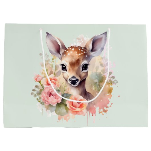 Schattige hert omgeven door Rozen Groot Cadeauzakje (Achterkant)