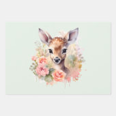 Schattige hert omgeven door Rozen Inpakpapier Vel (Voorkant 3)