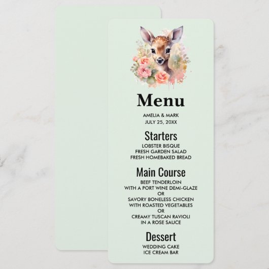 Schattige hert omgeven door Rozen Kaart (Voorkant / Achterkant)