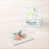 Schattige hert omgeven door Rozen Kartonnen Onderzetters (Insitu)