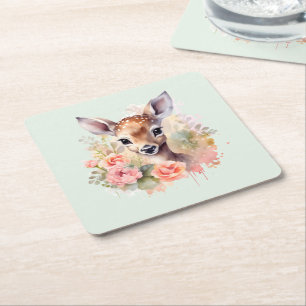 Schattige hert omgeven door Rozen Kartonnen Onderzetters