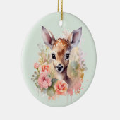 Schattige hert omgeven door Rozen Keramisch Ornament (Rechts)