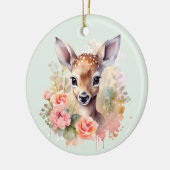 Schattige hert omgeven door Rozen Keramisch Ornament (Links)