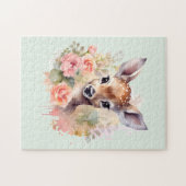Schattige hert omgeven door Rozen Legpuzzel (Horizontaal)