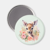 Schattige hert omgeven door Rozen Magneet (Voorkant / Achterkant)