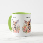 Schattige hert omgeven door Rozen Mok (Voorkant links)