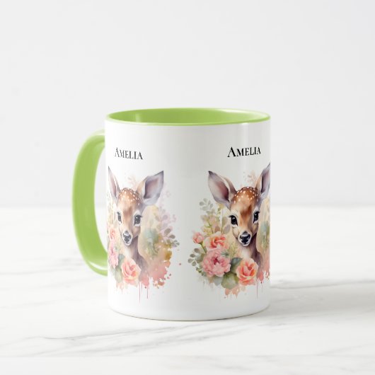 Schattige hert omgeven door Rozen Mok (Voorkant links)