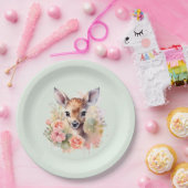 Schattige hert omgeven door Rozen Papieren Bordje (Feest)