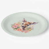 Schattige hert omgeven door Rozen Papieren Bordje (Gekanteld)