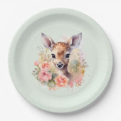 Schattige hert omgeven door Rozen Papieren Bordje (Voorkant)