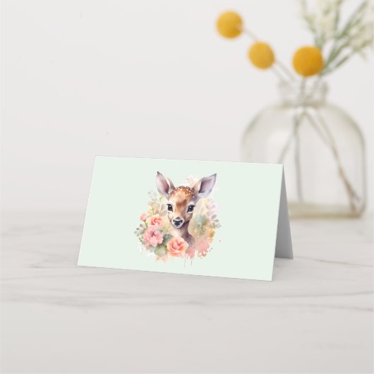 Schattige hert omgeven door Rozen Plaatskaartje (Voorkant)