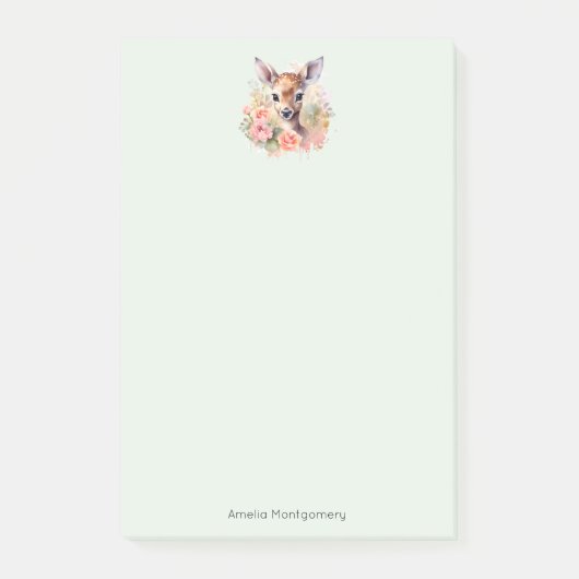 Schattige hert omgeven door Rozen Post-it® Notes (Voorkant)