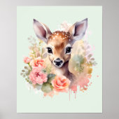 Schattige hert omgeven door Rozen Poster (Voorkant)