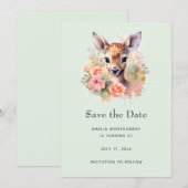 Schattige hert omgeven door Rozen Save The Date (Voorkant / Achterkant)