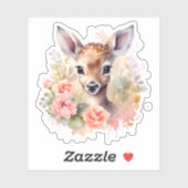 Schattige hert omgeven door Rozen Sticker (Vel)